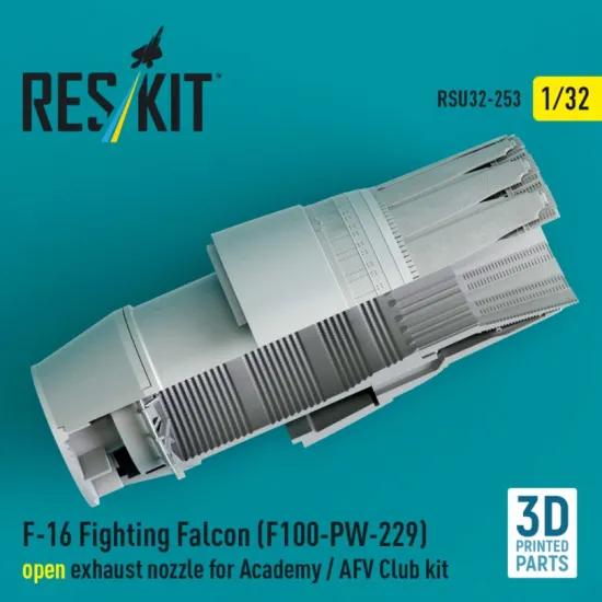 Reskit Rsu32-0253 1/32 F-16 Fighting Falcon F100-pw-229 Open Exhaust Nozzle For Academy / Afv Club Kit 3d Printed