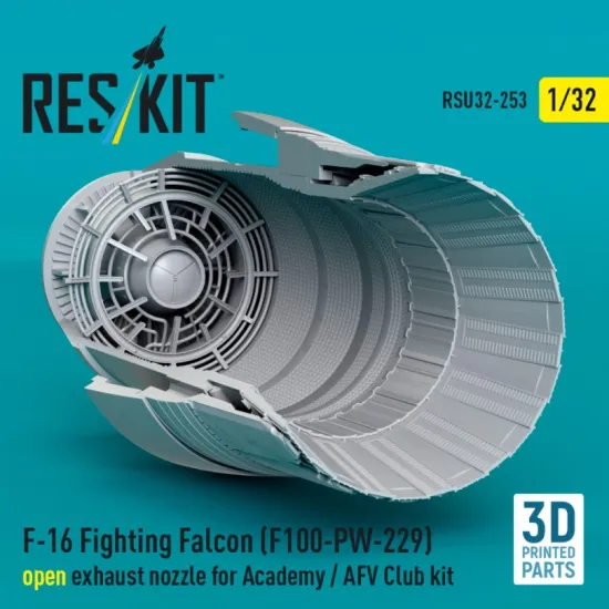 Reskit Rsu32-0253 1/32 F-16 Fighting Falcon F100-pw-229 Open Exhaust Nozzle For Academy / Afv Club Kit 3d Printed