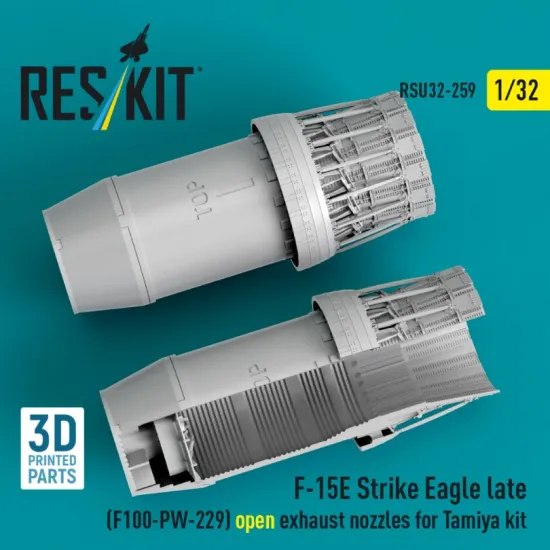 Reskit Rsu32-0259 1/32 F‑15E Strike Eagle late F100 PW 229 open exhaust nozzles for Tamiya kit 3D Printed
