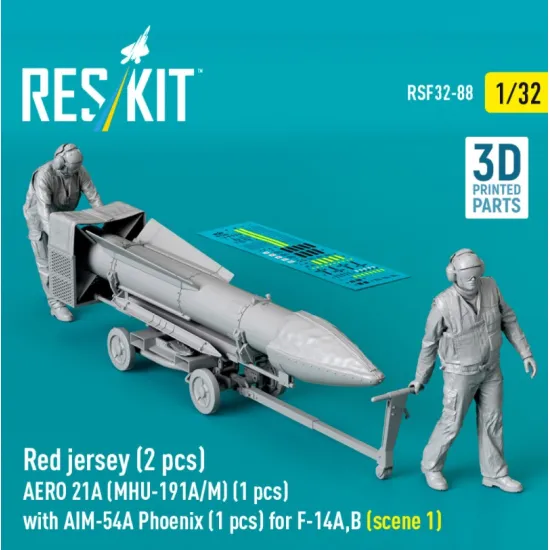 Reskit Rsf32-0088 1/32 Red Jersey 2 Pcs Aero 21a Mhu-191a/M 1 Pcs With Aim-54a Phoenix 1 Pcs For F-14a B Scene 1 3d Printed