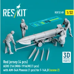 Reskit Rsf32-0089 1/32 Red Jersey 4 Pcs Aero 21a Mhu-191a/M 1 Pcs With Aim-54a Phoenix 1 Pcs For F-14a B Scene 2 3d Printed
