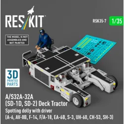 Reskit Rsk35-0007 1/35 A/S32a-32a Sd-1d Sd-2 Deck Tractor Spotting Dolly With Driver Uh-60 Ch-53 Sh-3 3d Printed Model Kit