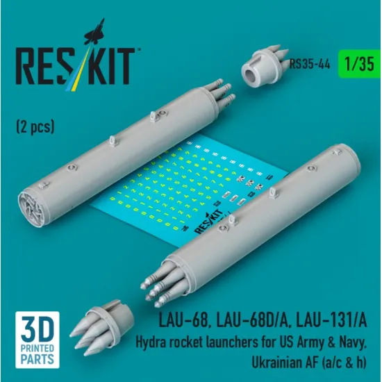 Reskit Rs35-0044 1/35 Lau-68 Lau-68d/A Lau-131/A Hydra Rocket Launchers For Us Army Navy Ukrainian Af A/C H 2pcs 3d Printed