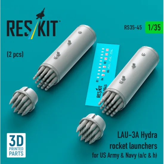 Reskit Rs35-0045 1/35 Lau-3a Hydra Rocket Launchers For Us Army Navy A/C H 2pcs 3d Printed
