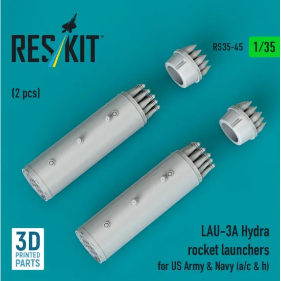 Reskit Rs35-0045 1/35 Lau-3a Hydra Rocket Launchers For Us Army Navy A/C H 2pcs 3d Printed