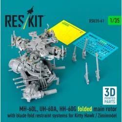 Reskit Rsu35-0061 1/35 Mh-60l Uh-60a Hh-60g Folded Main Rotor With Blade Fold Restraint Systems For Kitty Hawk Zimimodel 3d Printed