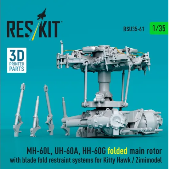 Reskit Rsu35-0061 1/35 Mh-60l Uh-60a Hh-60g Folded Main Rotor With Blade Fold Restraint Systems For Kitty Hawk Zimimodel 3d Printed