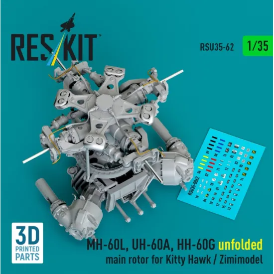 Reskit Rsu35-0062 1/35 Mh-60l Uh-60a Hh-60g Unfolded Main Rotor For Kitty Hawk Zimimodel 3d Printed