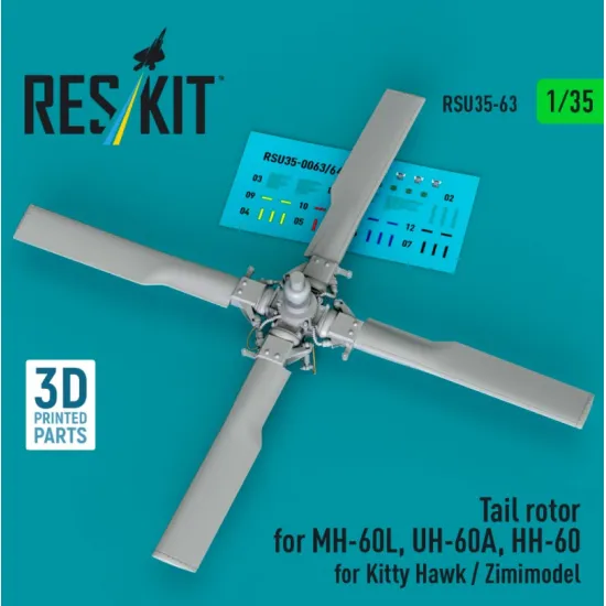 Reskit Rsu35-0063 1/35 Tail Rotor For Mh-60l Uh-60a Hh-60 For Kitty Hawk / Zimimodel 3d Printed