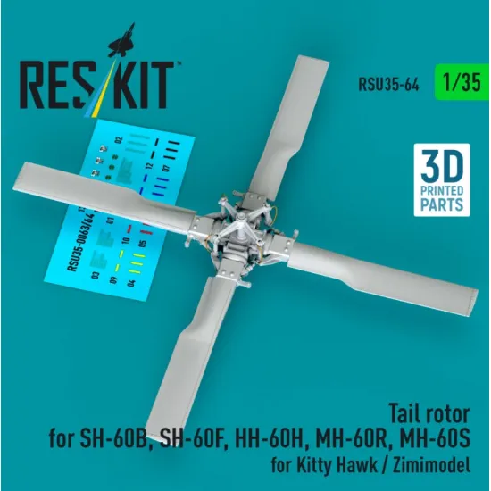 Reskit Rsu35-0064 1/35 Tail Rotor For Sh-60b Sh-60f Hh-60h Mh-60r Mh-60s For Kitty Hawk/Zimimodel 3d Printed