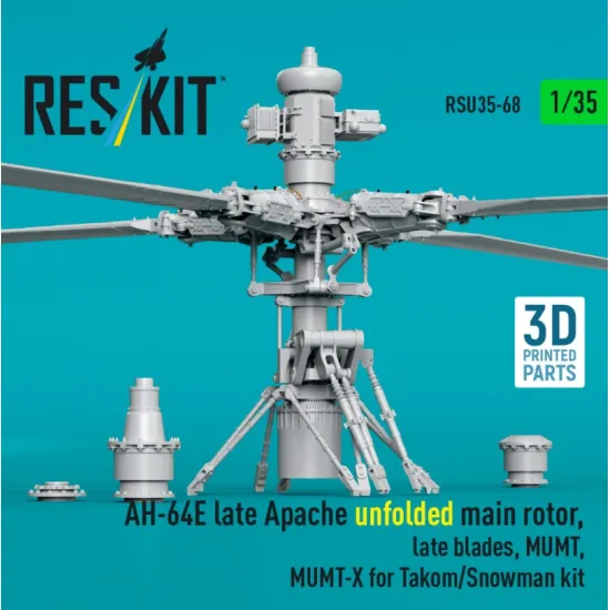 Reskit Rsu35-0068 1/35 Ah-64e Late Apache Unfolded Main Rotor Late Blades Mumt Mumt-x For Takom/Snowman Kit 3d Printed