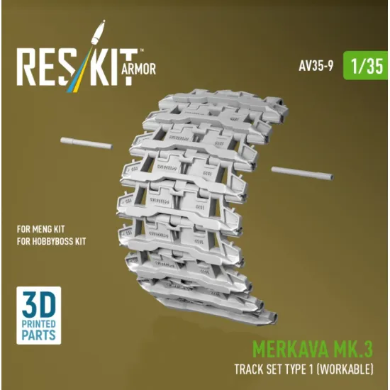 Reskit Rs-av35-0009 1/35 Merkava Mk 3 Track Set Type 1 Workable For Meng/Hobbyboss Kit 3d Printed