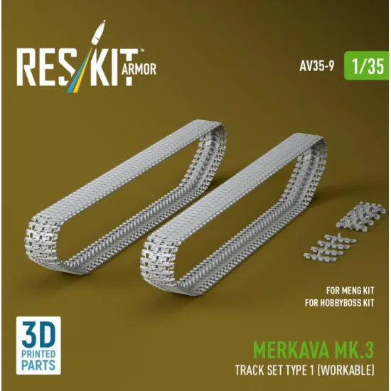 Reskit Rs-av35-0009 1/35 Merkava Mk 3 Track Set Type 1 Workable For Meng/Hobbyboss Kit 3d Printed