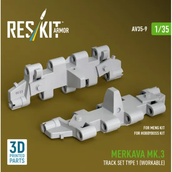 Reskit Rs-av35-0009 1/35 Merkava Mk 3 Track Set Type 1 Workable For Meng/Hobbyboss Kit 3d Printed