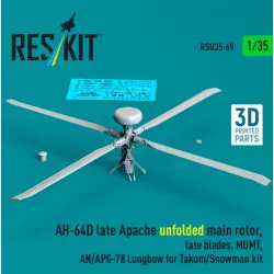 Reskit Rsu35-0069 1/35 Ah-64d Late Apache Unfolded Main Rotor Late Blades Mumt An/Apg-78 Longbow For Takom/Snowman Kit 3d Printed