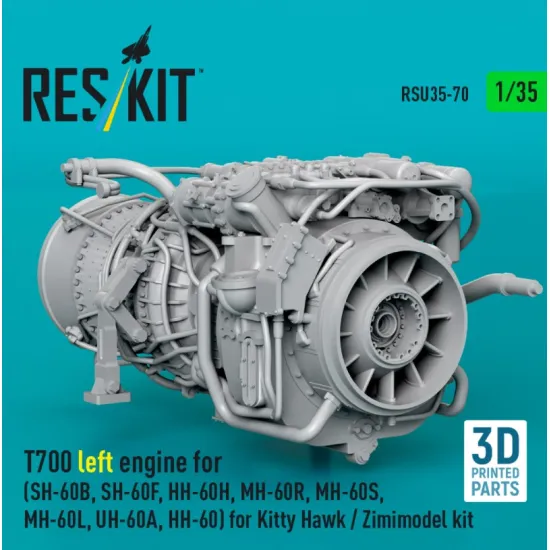 Reskit Rsu35-0070 1/35 T700 Left Engine Sh-60b Sh-60f Hh-60h Mh-60r Mh-60s Mh-60l Uh-60a Hh-60 For Kitty Hawk / Zimimodel Kit 3d Printed