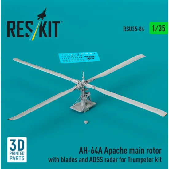 Reskit Rsu35-0084 1/35 Ah-64a Apache Main Rotor With Blades And Adss Radar For Trumpeter Kit 3d Printed