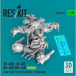Reskit Rsu35-0091 1/35 Sh-60b Sh-60f Hh-60h Folded Main Rotor For Kitty Hawk / Zimimodel 3d Printed
