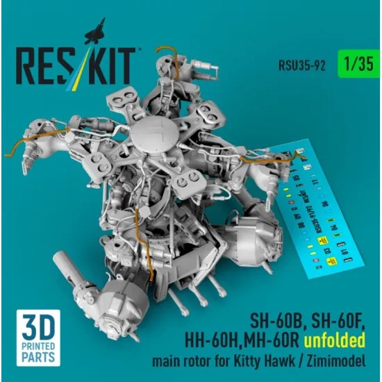 Reskit Rsu35-0092 1/35 Sh-60b Sh-60f Hh-60h Unfolded Main Rotor For Kitty Hawk / Zimimodel 3d Printed