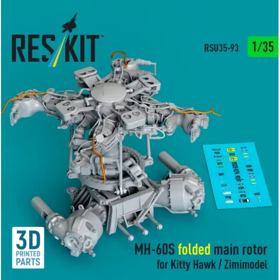 Reskit Rsu35-0093 1/35 Mh-60s Folded Main Rotor For Kitty Hawk / Zimimodel 3d Printed