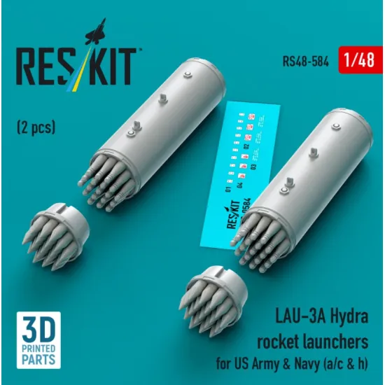Reskit Rs48-0584 1/48 Lau-3a Hydra Rocket Launchers For Us Army Navy A/C H 2pcs 3d Printed