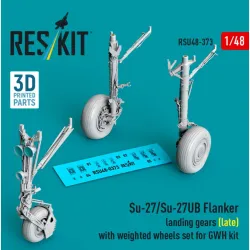 Reskit Rsu48-0373 1/48 Su-27/Su-27ub Flanker Landing Gears Late With Weighted Wheels Set For Gwh Kit 3d Printed