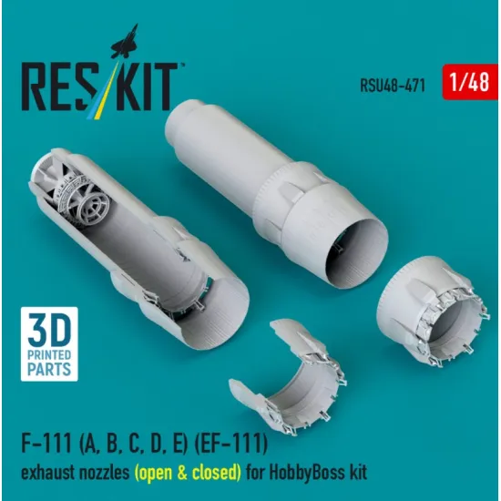 Reskit Rsu48-0471 1/48 F-111 A B C D E Ef-111 Exhaust Nozzles Open Closed For Hobbyboss Kit 3d Printed