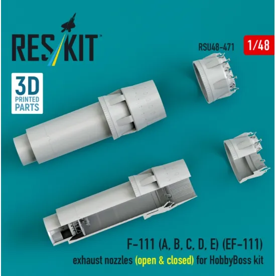 Reskit Rsu48-0471 1/48 F-111 A B C D E Ef-111 Exhaust Nozzles Open Closed For Hobbyboss Kit 3d Printed