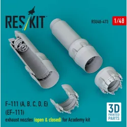 Reskit Rsu48-0473 1/48 F-111 A B C D E Ef-111 Exhaust Nozzles Open Closed For Academy Kit 3d Printed