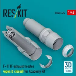 Reskit Rsu48-0474 1/48 F-111f Exhaust Nozzles Open Closed For Academy Kit 3d Printed