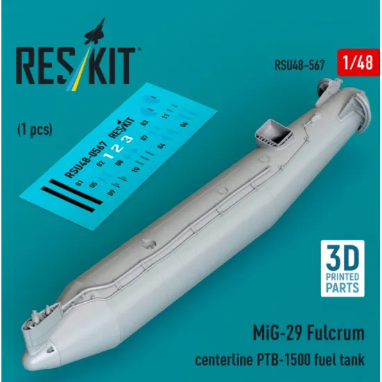Reskit Rsu48-0567 1/48 Mig-29 Fulcrum Centerline Ptb-1500 Fuel Tank 1 Pcs 3d Printed