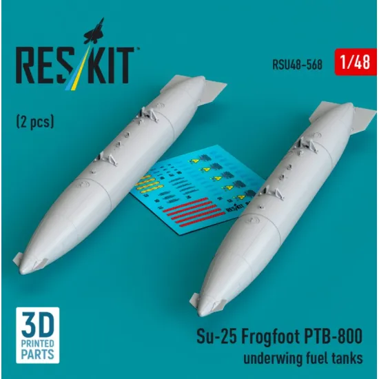 Reskit Rsu48-0568 1/48 Su-25 Frogfoot Ptb-800 Underwing Fuel Tanks 2 Pcs 3d Printed