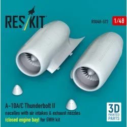 Reskit Rsu48-0572 1/48 A-10a/C Thunderbolt Ii Nacelles With Air Intakes Exhaust Nozzles Close Engine Bay For Gwh Kit 3d Printed