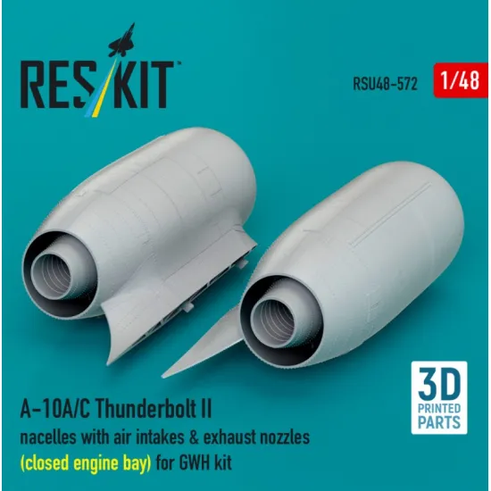 Reskit Rsu48-0572 1/48 A-10a/C Thunderbolt Ii Nacelles With Air Intakes Exhaust Nozzles Close Engine Bay For Gwh Kit 3d Printed