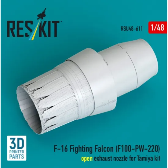 Reskit Rsu48-0611 1/48 F-16 Fighting Falcon F100-pw-220 Open Exhaust Nozzle For Tamiya Kit 3d Printed