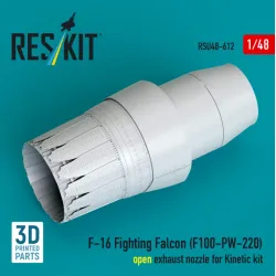 Reskit Rsu48-0612 1/48 F-16 Fighting Falcon F100-pw-220 Open Exhaust Nozzle For Kinetic Kit 3d Printed