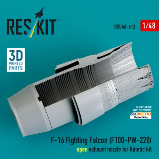 Reskit Rsu48-0612 1/48 F-16 Fighting Falcon F100-pw-220 Open Exhaust Nozzle For Kinetic Kit 3d Printed
