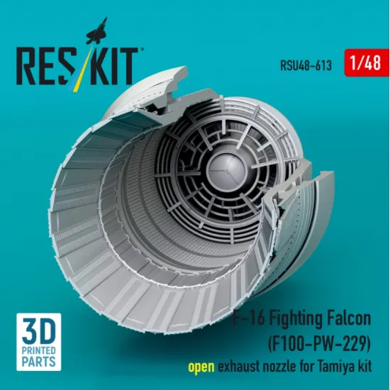 Reskit Rsu48-0613 1/48 F-16 Fighting Falcon F100-pw-229 Open Exhaust Nozzle For Tamiya Kit 3d Printed