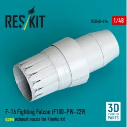Reskit Rsu48-0614 1/48 F-16 Fighting Falcon F100-pw-229 Open Exhaust Nozzle For Kinetic Kit 3d Printed