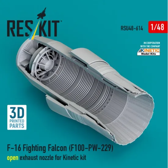 Reskit Rsu48-0614 1/48 F-16 Fighting Falcon F100-pw-229 Open Exhaust Nozzle For Kinetic Kit 3d Printed