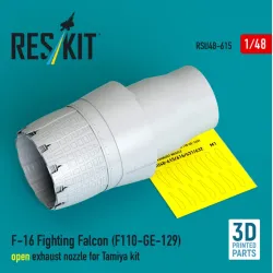 Reskit Rsu48-0615 1/48 F-16 Fighting Falcon F110-ge-129 Open Exhaust Nozzle For Tamiya Kit 3d Printed