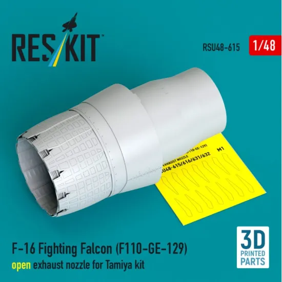 Reskit Rsu48-0615 1/48 F-16 Fighting Falcon F110-ge-129 Open Exhaust Nozzle For Tamiya Kit 3d Printed