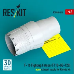 Reskit Rsu48-0616 1/48 F-16 Fighting Falcon F110-ge-129 Open Exhaust Nozzle For Kinetic Kit 3d Printed