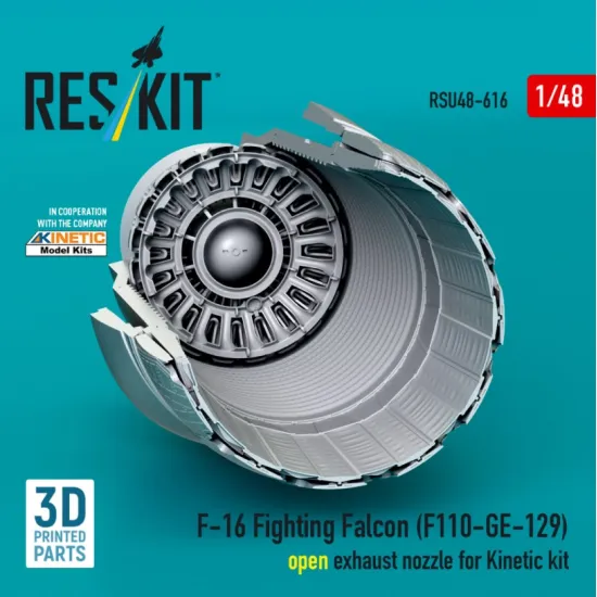Reskit Rsu48-0616 1/48 F-16 Fighting Falcon F110-ge-129 Open Exhaust Nozzle For Kinetic Kit 3d Printed