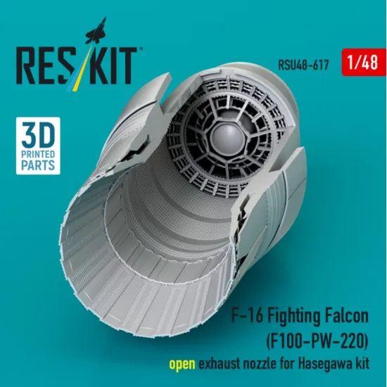Reskit Rsu48-0617 1/48 F-16 Fighting Falcon F100-pw-220 Open Exhaust Nozzle For Hasegawa Kit 3d Printed