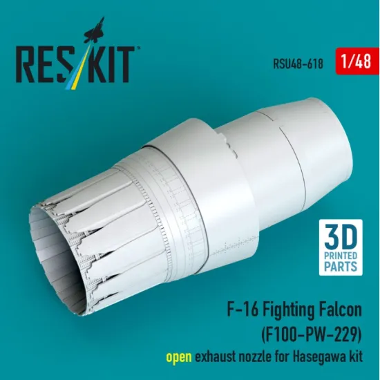 Reskit Rsu48-0618 1/48 F-16 Fighting Falcon F100-pw-229 Open Exhaust Nozzle For Hasegawa Kit 3d Printed