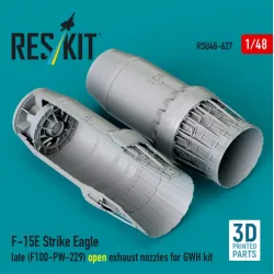 Reskit Rsu48-0627 1/48 F‑15E Strike Eagle late F100-PW-229 open exhaust nozzles for GWH kit 3D Printed