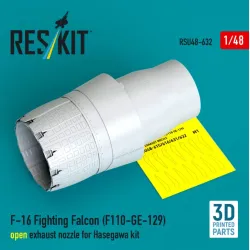 Reskit Rsu48-0632 1/48 F-16 Fighting Falcon F110-ge-129 Open Exhaust Nozzle For Hasegawa Kit 3d Printed