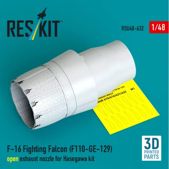 Reskit Rsu48-0632 1/48 F-16 Fighting Falcon F110-ge-129 Open Exhaust Nozzle For Hasegawa Kit 3d Printed