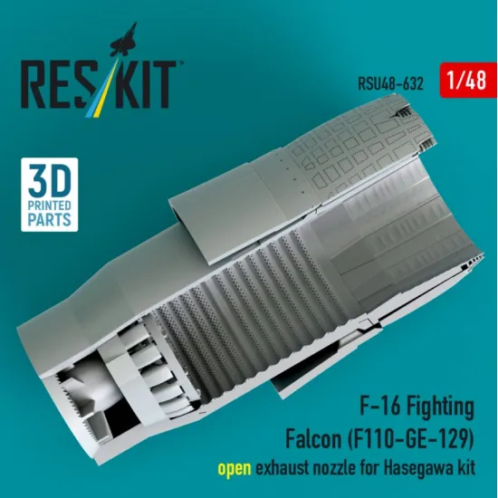 Reskit Rsu48-0632 1/48 F-16 Fighting Falcon F110-ge-129 Open Exhaust Nozzle For Hasegawa Kit 3d Printed